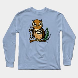 Hand Drawn Owl In Nature Long Sleeve T-Shirt